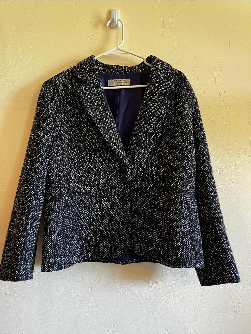 Tahari Arthur S. Levine Petite 14P Womens Tweed Blazer Jacket Purple
